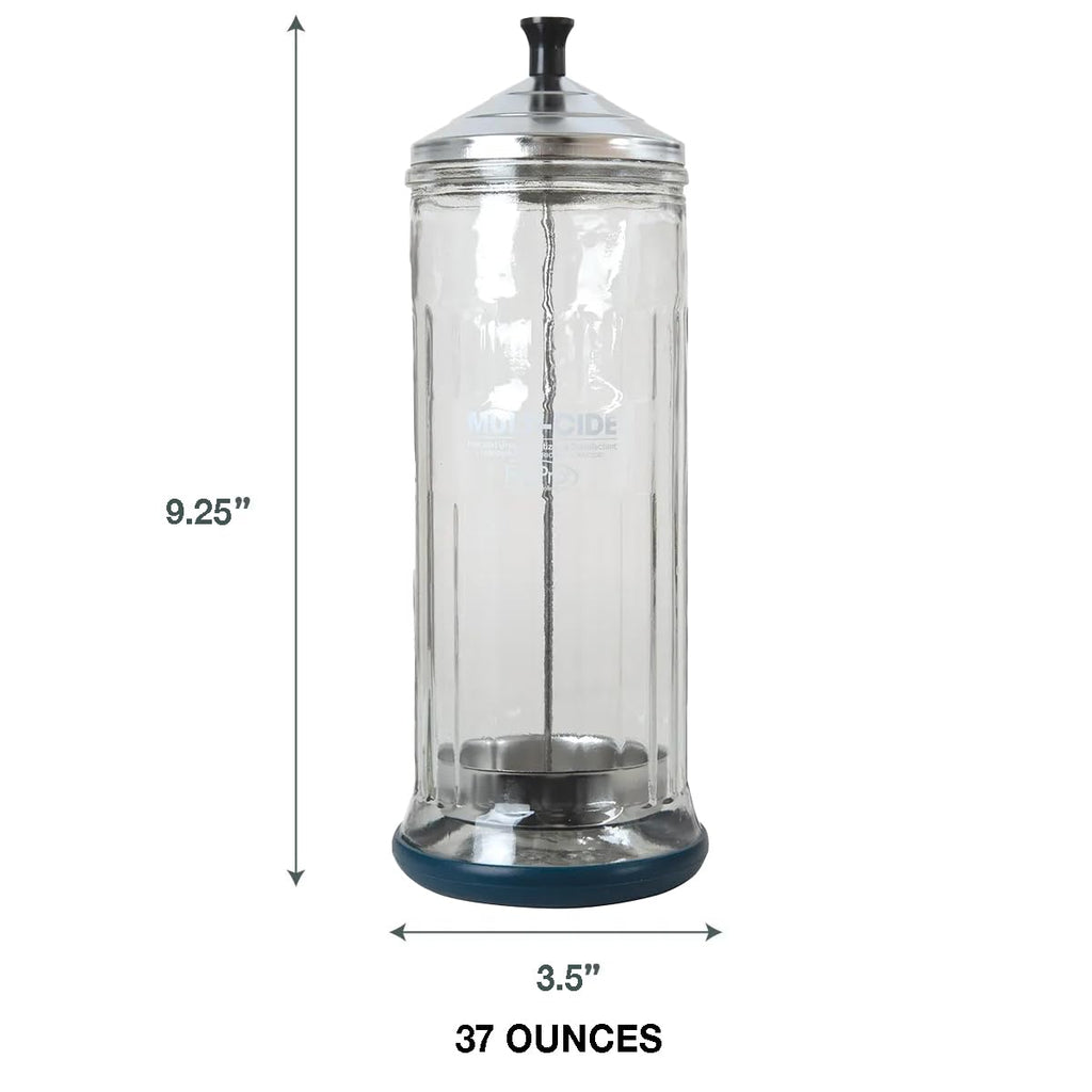 ForPro Multi-Cide Tall Glass Jar, for All Hairstyling Tools Including Brushes, Combs & Shears, 37 oz