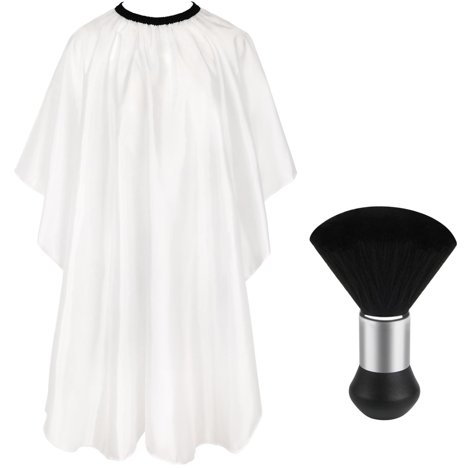 FEBSNOW Professional Hair Cutting Cape with Neck Duster Brush, Salon Barber Cape, Hair Cutting Accessories (Black)