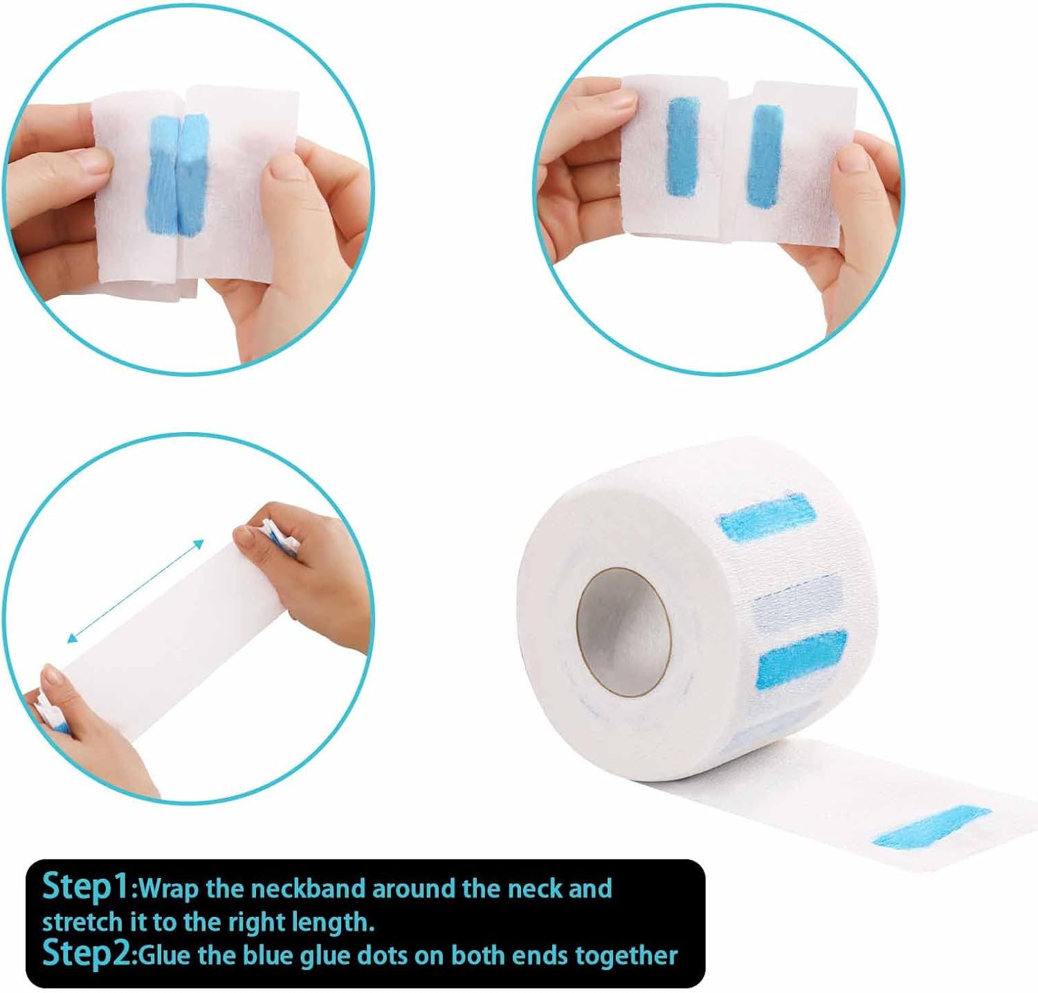 5 Rolls Disposable Barber Paper Neck Strips, Professional Stretchy Paper Neck Band Protector