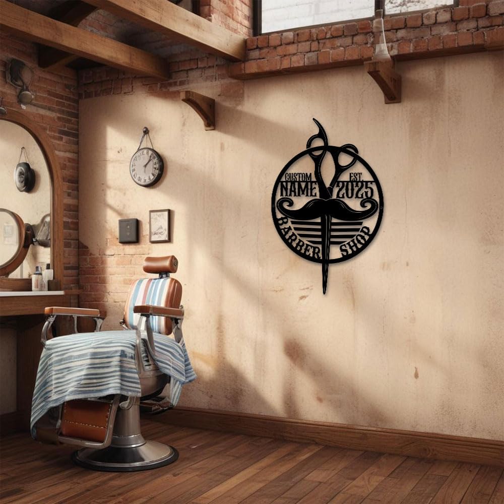 Custom Metal Sign for Barber Shop Decor, Heavy-Duty Steel Wall Art, Waterproof Barber Signs, Outdoor & Indoor Barbershop Wall Decor, Barber Gifts for Men Women (Style 7)