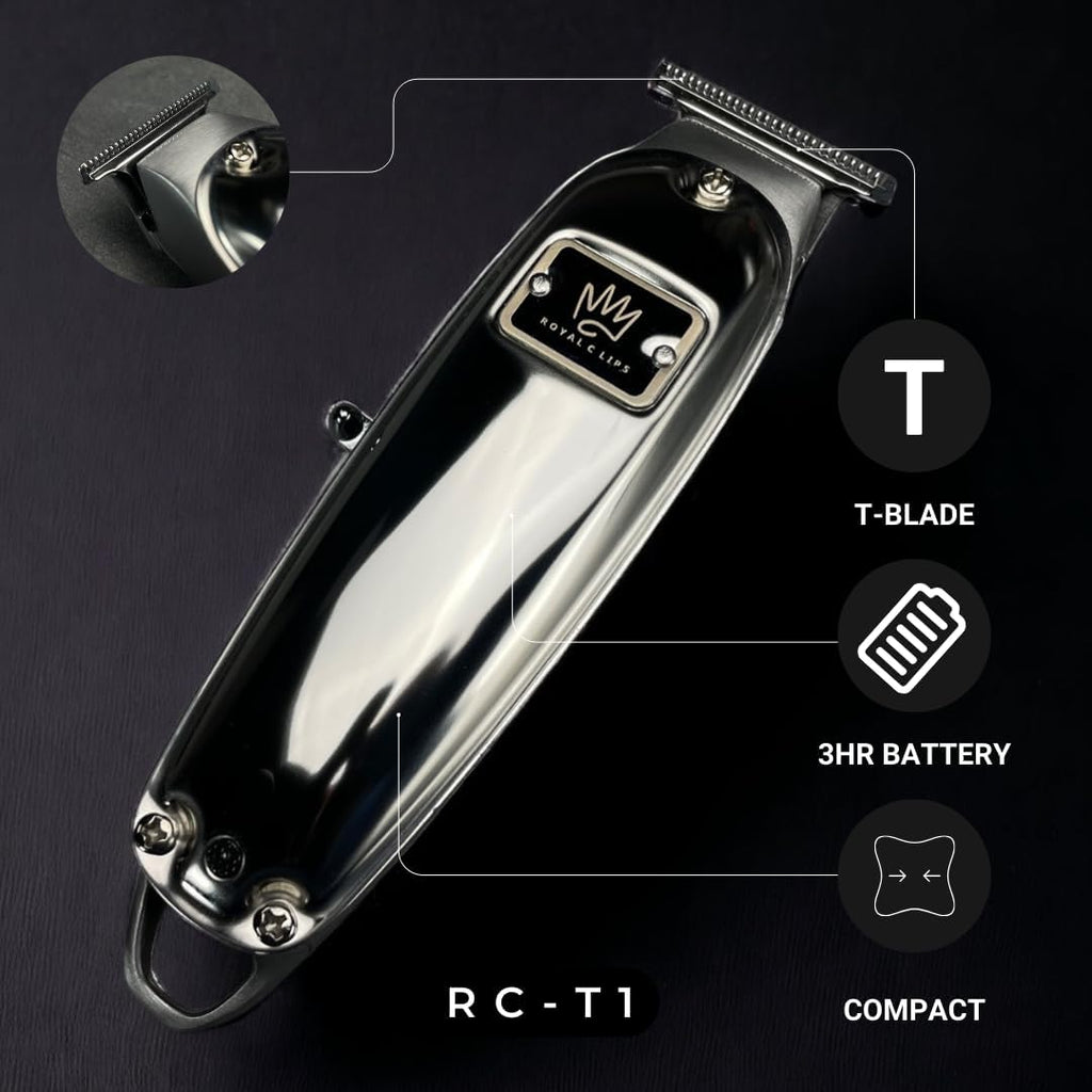Royal Clips Hair and Beard Fade Kit – Professional Clipper, Trimmer & Foil Shaver Bundle for Men, Complete Haircut Set for Barbers, Home Use & Grooming – 5-Hour Battery, 10pcs Limit Combs, Silver
