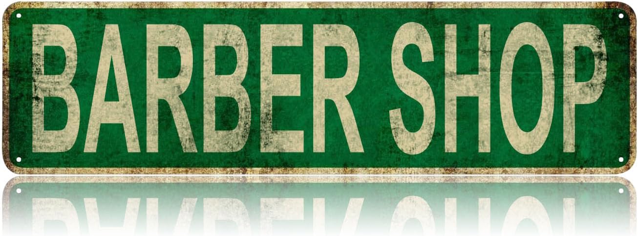 Barber Shop Metal Tin Sign Funny Vintage Slim Street Signs 16 x 4 Inch Wall Art for Home Farmhouse Bar Cafe Garage Indoor Outdoor Decor