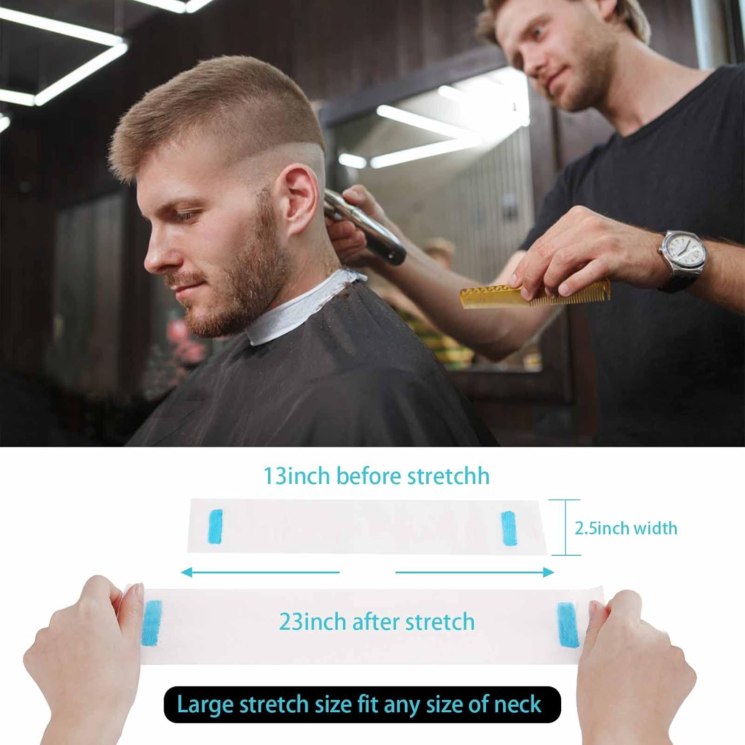 5 Rolls Disposable Barber Paper Neck Strips, Professional Stretchy Paper Neck Band Protector