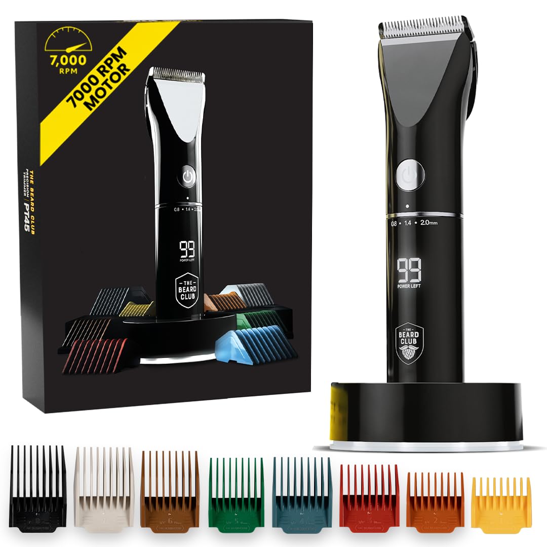 The Beard Club Professional T-Blade Beard Trimmer for Men with Straight Razor - Barber Electric Shaver & Hair Clippers for Men – Zero Gapped Cordless Hair Trimmer & Edger, Line Up Grooming Kit