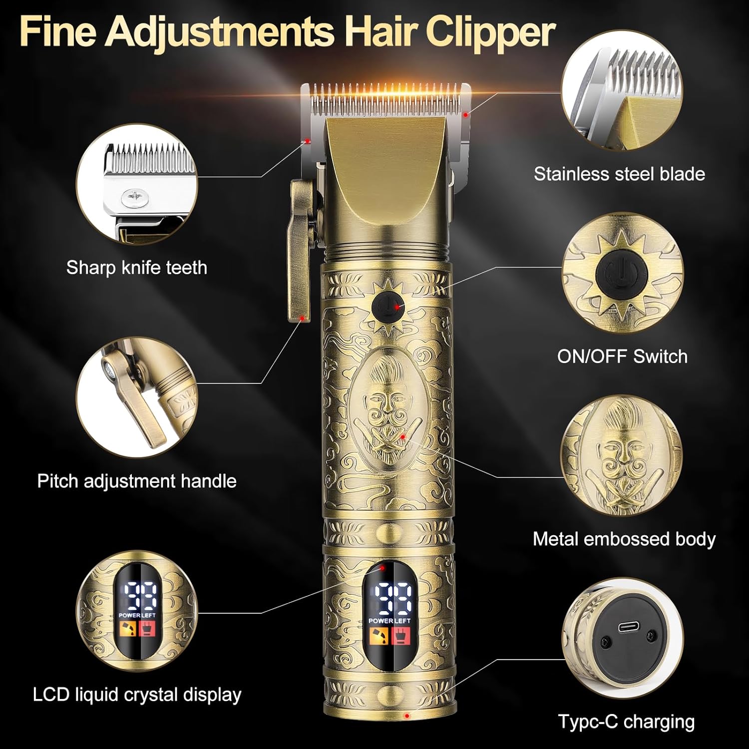 Hair Clippers for Man T-Blade Trimmer Nose Hair Trimmer Electric Shaver Set, Professional Metal Body Barber Clippers Set for Haircut, Men’s Grooming Kit with LCD Display, Ideal Gift for Him