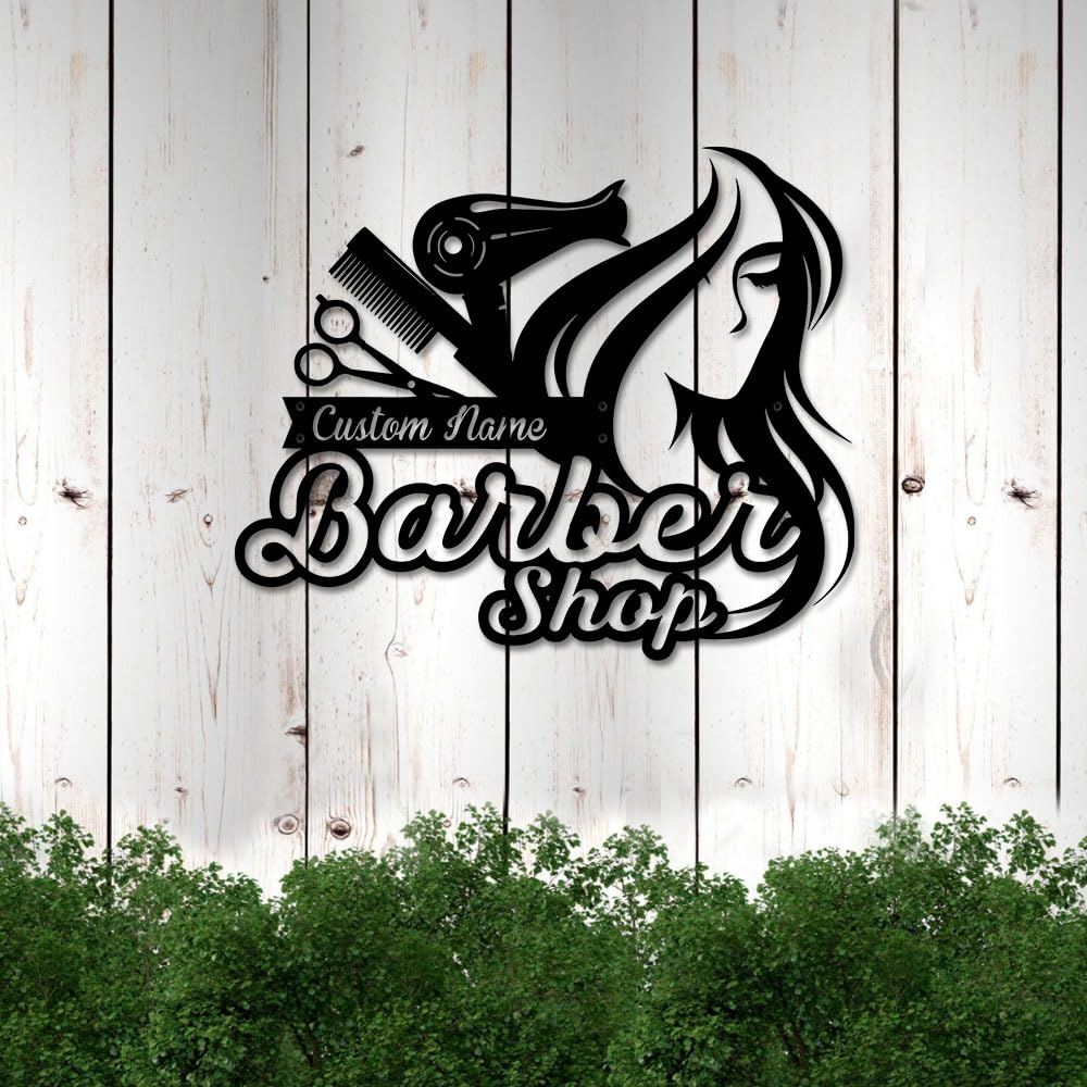Custom Metal Sign for Barber Shop Decor, Heavy-Duty Steel Wall Art, Waterproof Barber Signs, Outdoor & Indoor Barbershop Wall Decor, Barber Gifts for Men Women (Style 7)