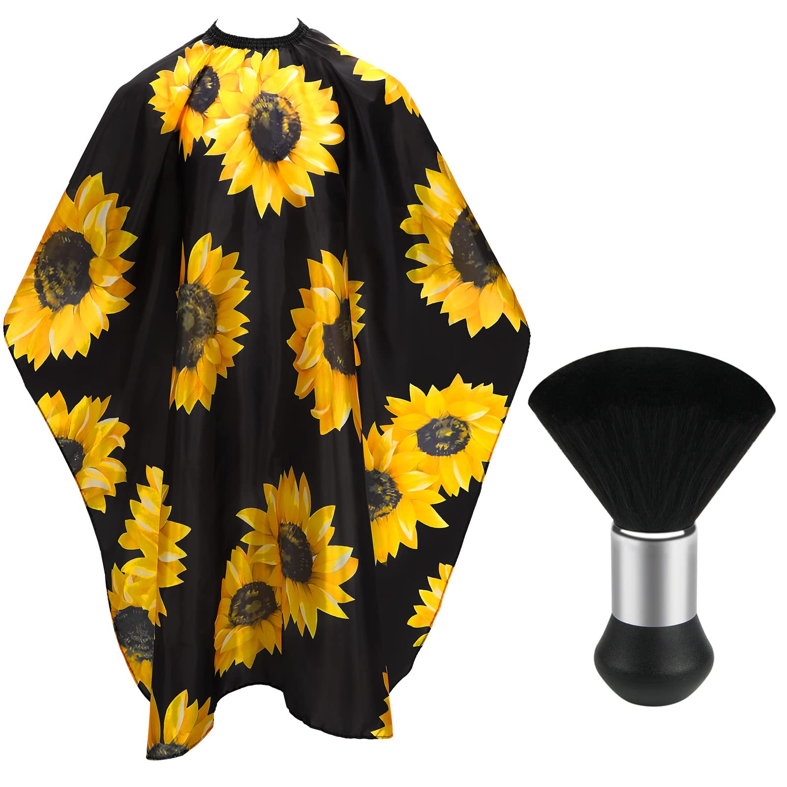 FEBSNOW Professional Hair Cutting Cape with Neck Duster Brush, Salon Barber Cape, Hair Cutting Accessories (Black)
