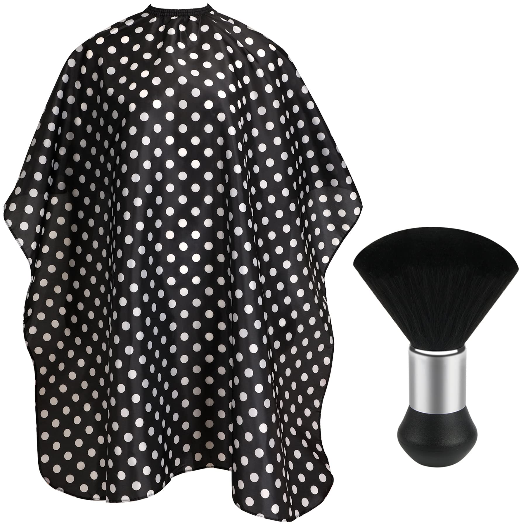 FEBSNOW Professional Hair Cutting Cape with Neck Duster Brush, Salon Barber Cape, Hair Cutting Accessories (Black)