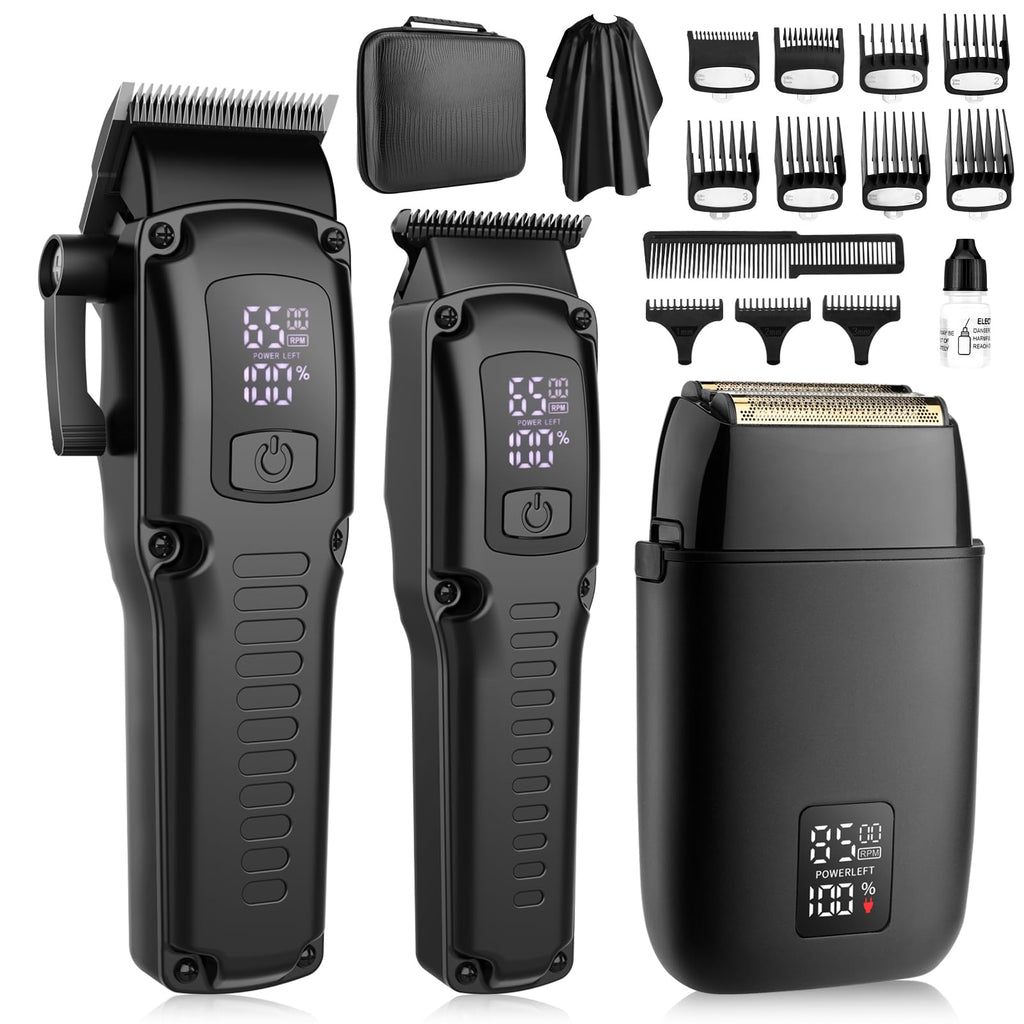 Hair Clippers for Man T-Blade Trimmer Nose Hair Trimmer Electric Shaver Set, Professional Metal Body Barber Clippers Set for Haircut, Men’s Grooming Kit with LCD Display, Ideal Gift for Him