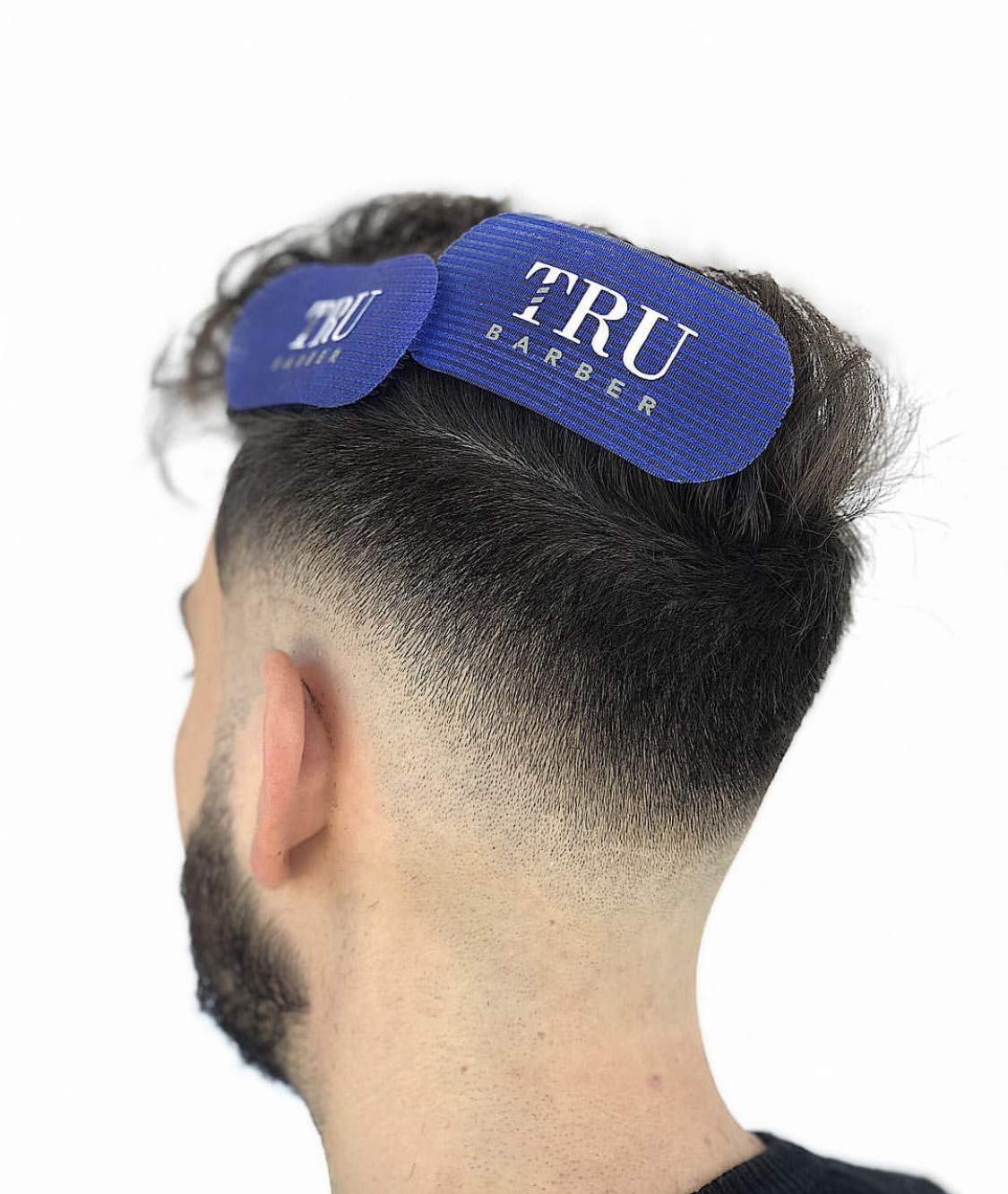 TRU BARBER HAIR GRIPPERS ® 3 COLORS BUNDLE PACK 6 PCS for Men and Women - Salon and Barber, Hair Clips for Styling, Hair holder Grips (Black/Red/Black)