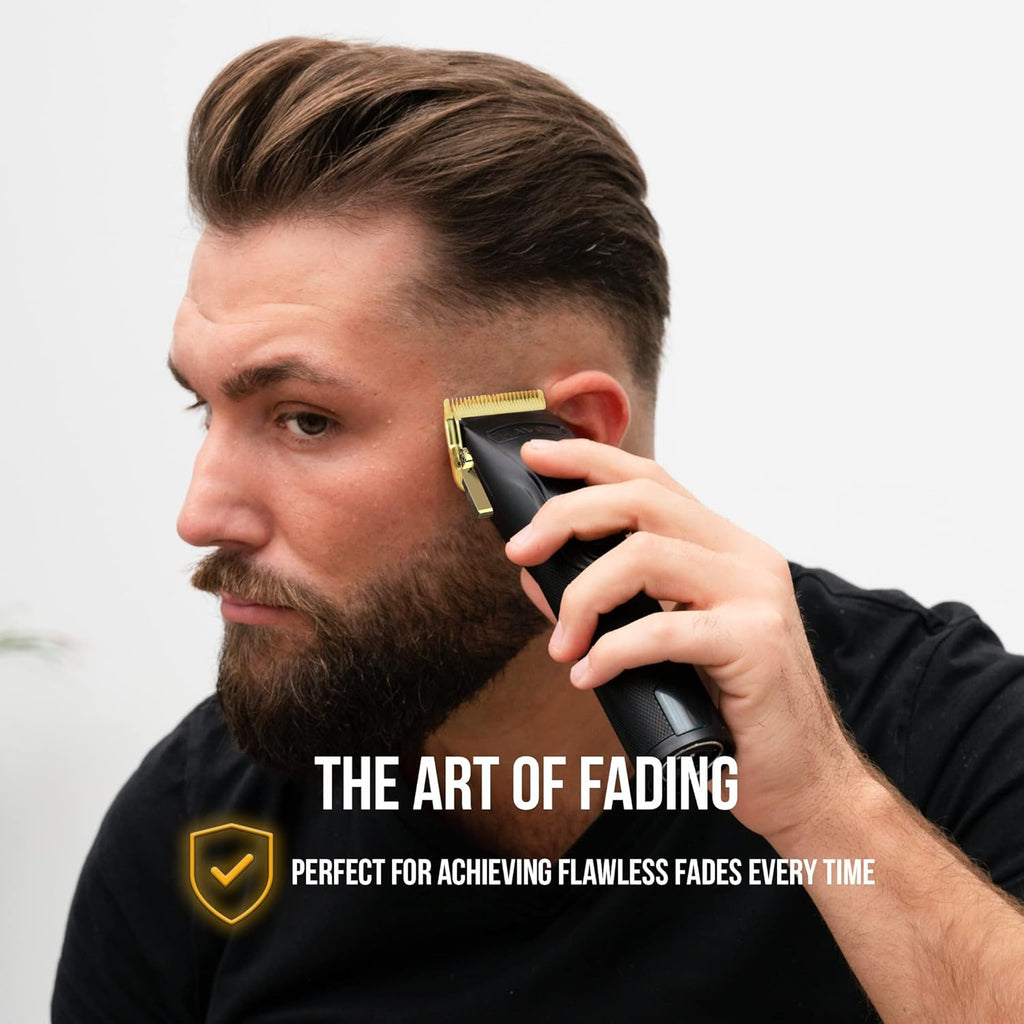 Novah® Professional Hair Clippers for Men, Professional Barber Clippers and Trimmer Set, Mens Cordless Hair Clipper for Barbers Haircut Fading Kit Fade - Gold