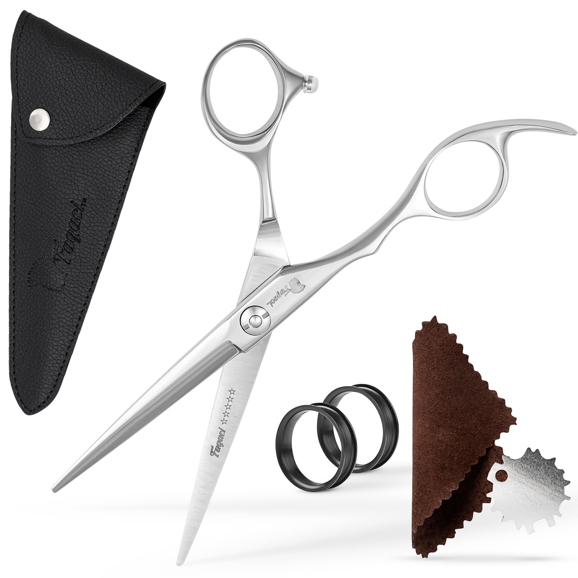 Fagaci Professional Hair Scissors 6" - Extremely Sharp Blades, Fine Cutting Shears Set for Men and Women, Barber Scissors Kit