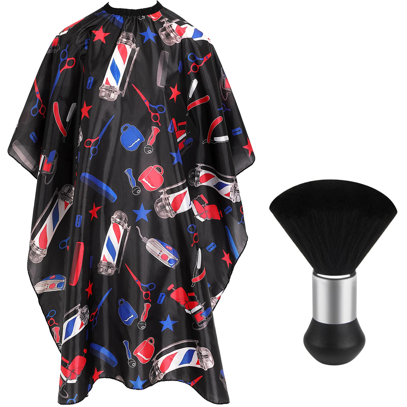 FEBSNOW Professional Hair Cutting Cape with Neck Duster Brush, Salon Barber Cape, Hair Cutting Accessories (Black)