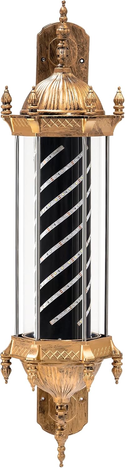 BarberPub Barber Retro Style Light Pole, Hair Salon Shop Open Sign, Rotating Blue & Red & White LED Strips, Save Energy Waterproof for Salon L080