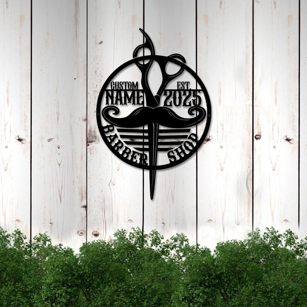 Custom Metal Sign for Barber Shop Decor, Heavy-Duty Steel Wall Art, Waterproof Barber Signs, Outdoor & Indoor Barbershop Wall Decor, Barber Gifts for Men Women (Style 7)
