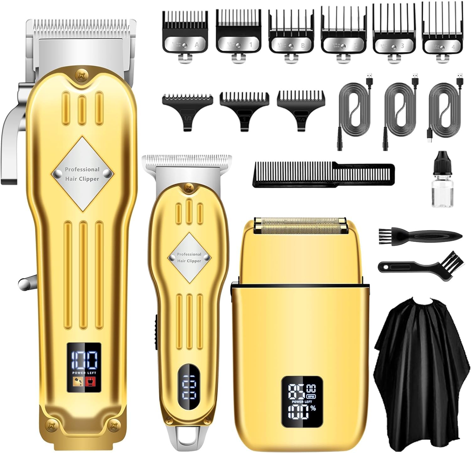 Professional Hair Clippers and Trimmer Set for Men, Beard Trimmer & Foil Shaver & Nose Trimmer Kit, Cordless Mens Clippers and Grooming Kit for Hair Cutting, Beard Styling, Home, Barber