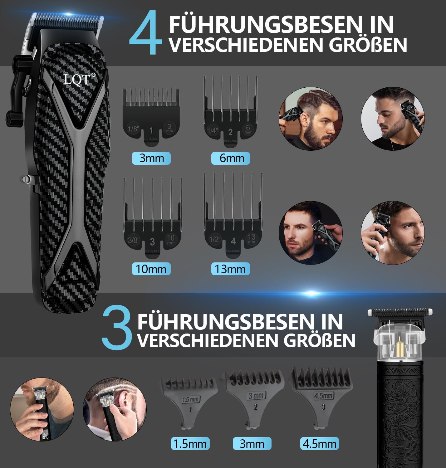 Hair Clippers for Men Professional, Hair Trimmer & Beard Electric Razor Kit, Barber Clipper Set for Men’s Grooming Cordless with LCD Display, Hair Cutting Clippers and Trimmers Set