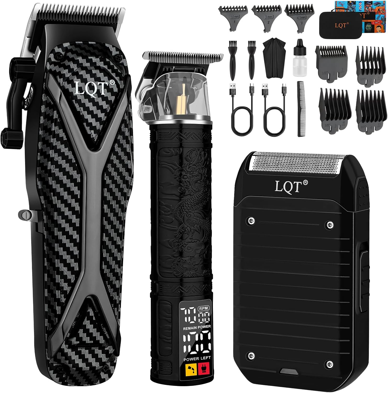 Hair Clippers for Men Professional, Hair Trimmer & Beard Electric Razor Kit, Barber Clipper Set for Men’s Grooming Cordless with LCD Display, Hair Cutting Clippers and Trimmers Set