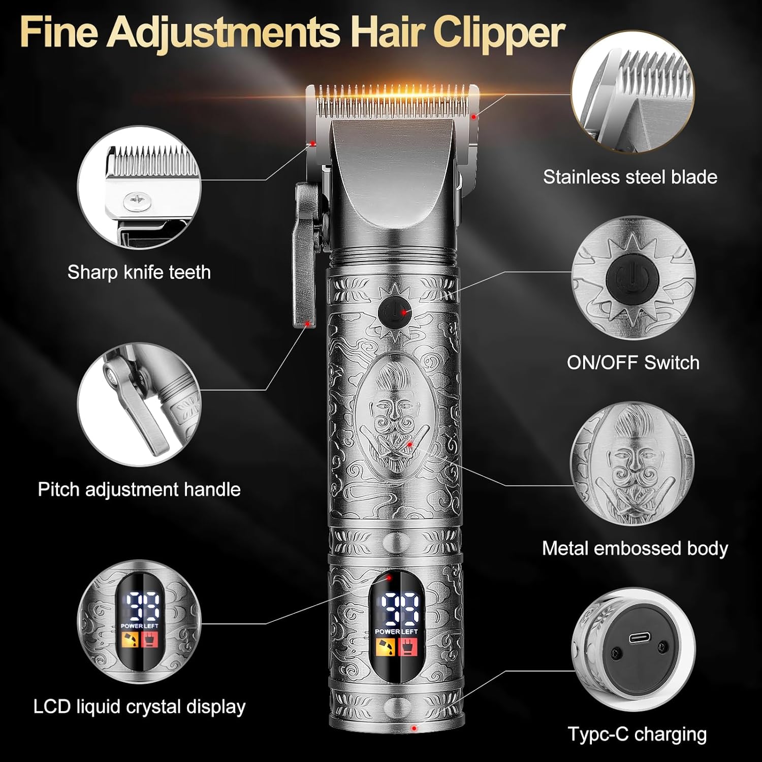 Hair Clippers for Man T-Blade Trimmer Nose Hair Trimmer Electric Shaver Set, Professional 4 in 1 Barber Clippers Set for Haircut, Men’s Grooming Kit with LCD Display, Ideal Gift for Him
