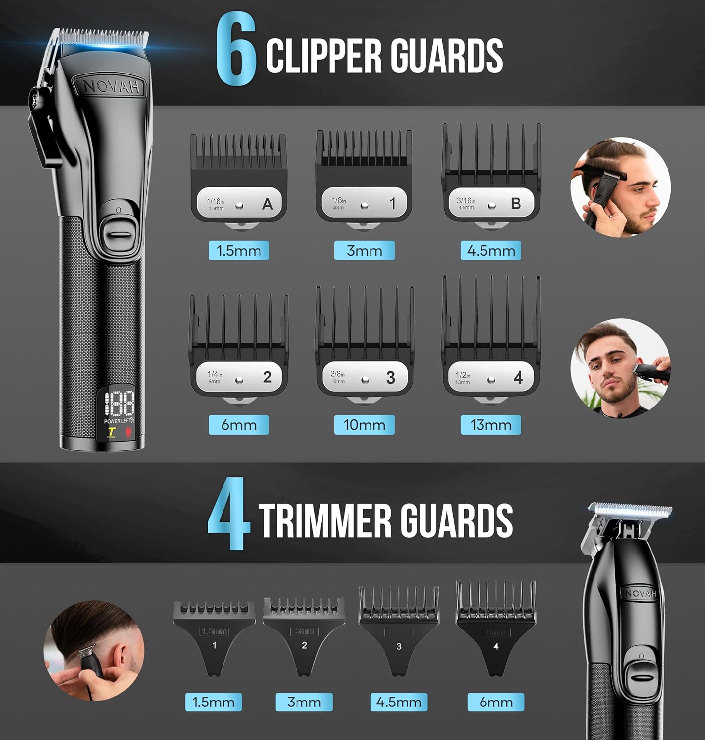 Novah Professional Barber Clippers and Trimmer Set - Foil Shaver Professional Hair Clippers for Men, Mens Cordless Hair Clipper for Barbers Haircut Kit, Fade