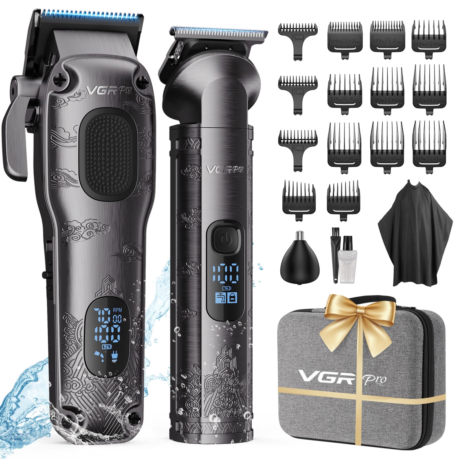 Hair Clippers for Men Professional, Cordless Hair Clippers for Hair Cutting, Mens Clippers and Trimmers Set, Electric Hair Trimmer for Men with Package Box