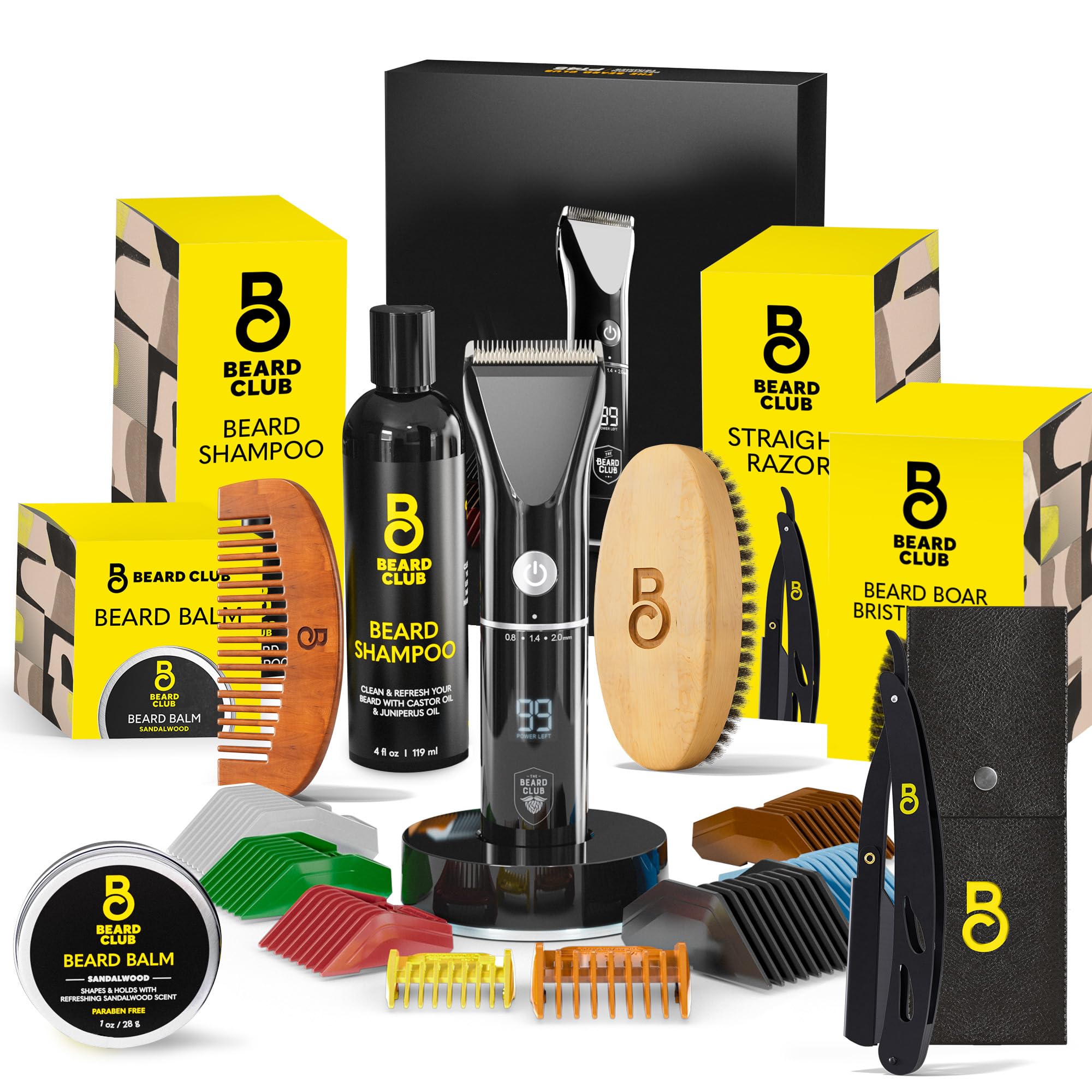 The Beard Club Professional T-Blade Beard Trimmer for Men with Straight Razor - Barber Electric Shaver & Hair Clippers for Men – Zero Gapped Cordless Hair Trimmer & Edger, Line Up Grooming Kit