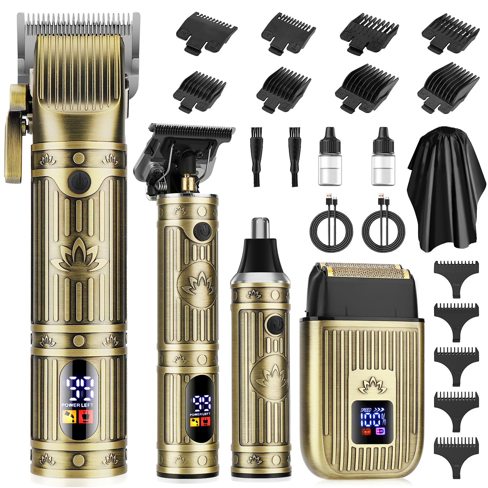 Hair Clippers for Man T-Blade Trimmer Nose Hair Trimmer Electric Shaver Set, Professional Metal Body Barber Clippers Set for Haircut, Men’s Grooming Kit with LCD Display, Ideal Gift for Him
