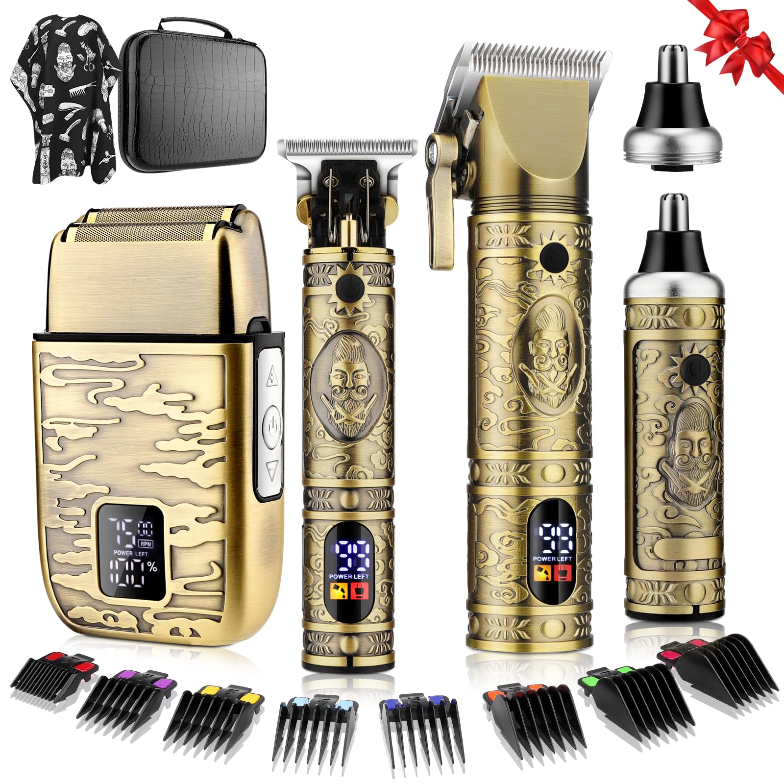 Hair Clippers for Man T-Blade Trimmer Nose Hair Trimmer Electric Shaver Set, Professional 4 in 1 Barber Clippers Set for Haircut, Men’s Grooming Kit with LCD Display, Ideal Gift for Him