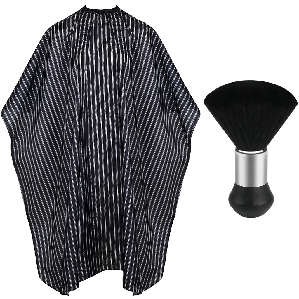 FEBSNOW Professional Hair Cutting Cape with Neck Duster Brush, Salon Barber Cape, Hair Cutting Accessories (Black)