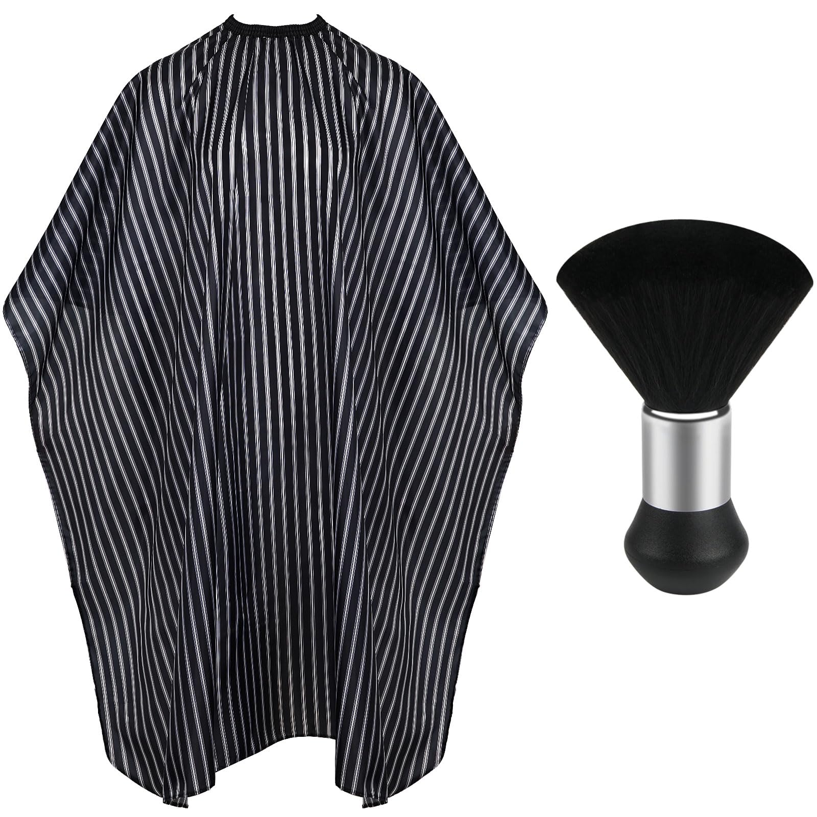 FEBSNOW Professional Hair Cutting Cape with Neck Duster Brush, Salon Barber Cape, Hair Cutting Accessories (Black)