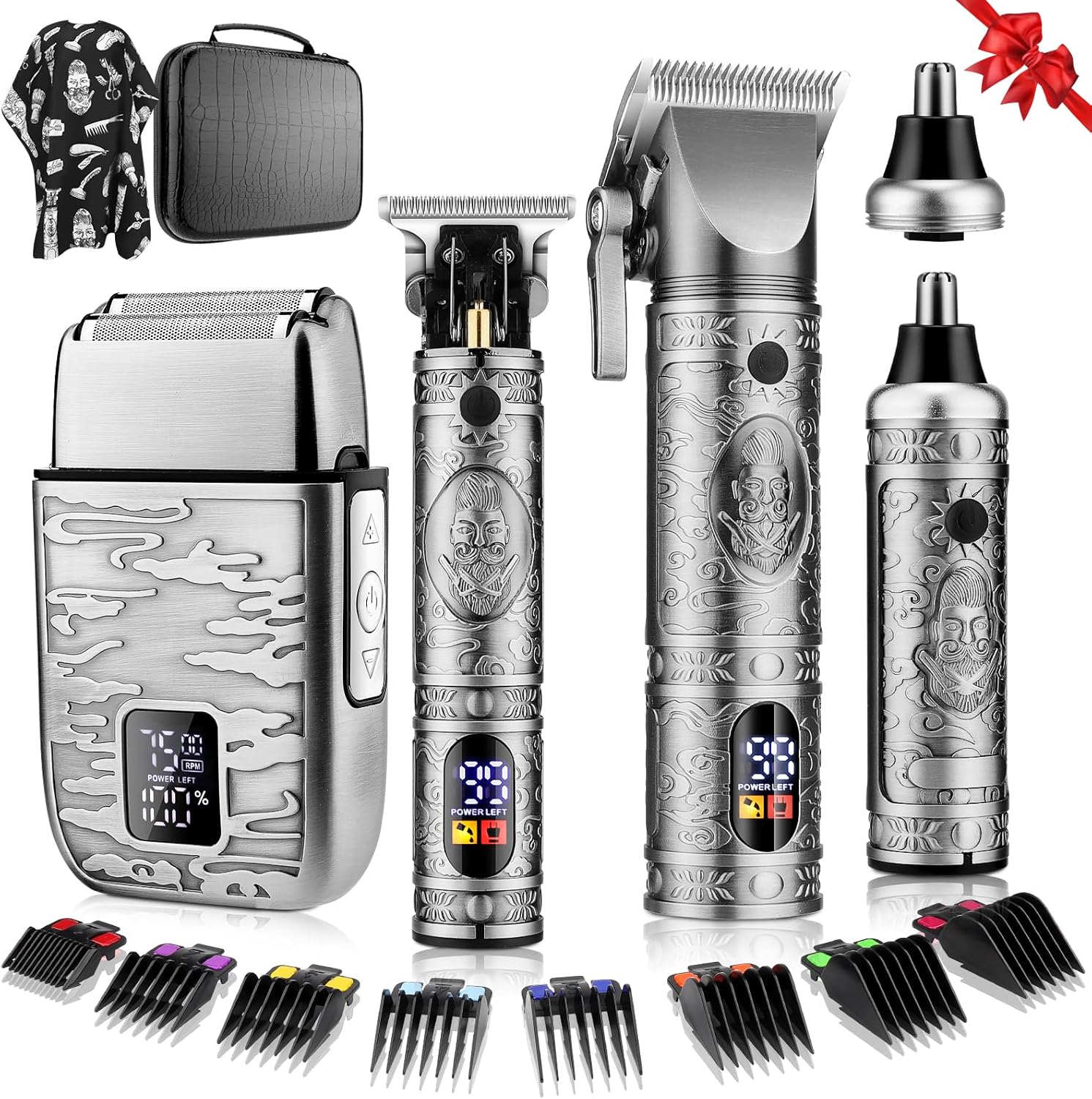 Hair Clippers for Man T-Blade Trimmer Nose Hair Trimmer Electric Shaver Set, Professional 4 in 1 Barber Clippers Set for Haircut, Men’s Grooming Kit with LCD Display, Ideal Gift for Him