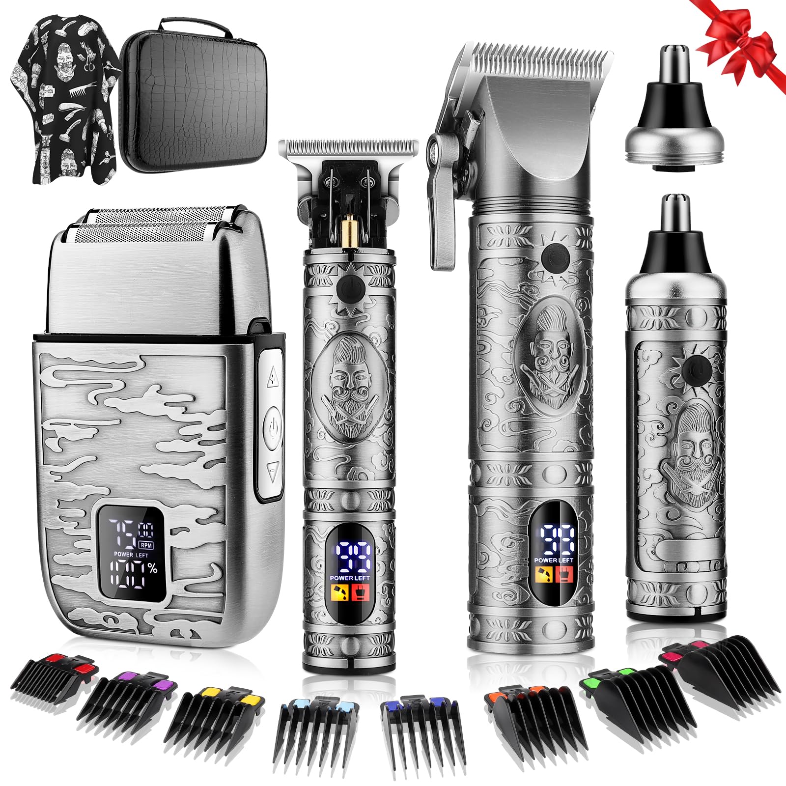 Hair Clippers for Man T-Blade Trimmer Nose Hair Trimmer Electric Shaver Set, Professional Metal Body Barber Clippers Set for Haircut, Men’s Grooming Kit with LCD Display, Ideal Gift for Him