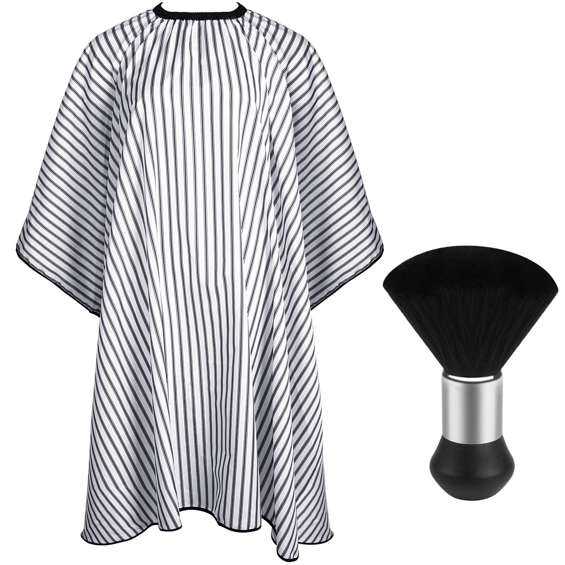 FEBSNOW Professional Hair Cutting Cape with Neck Duster Brush, Salon Barber Cape, Hair Cutting Accessories (Black)