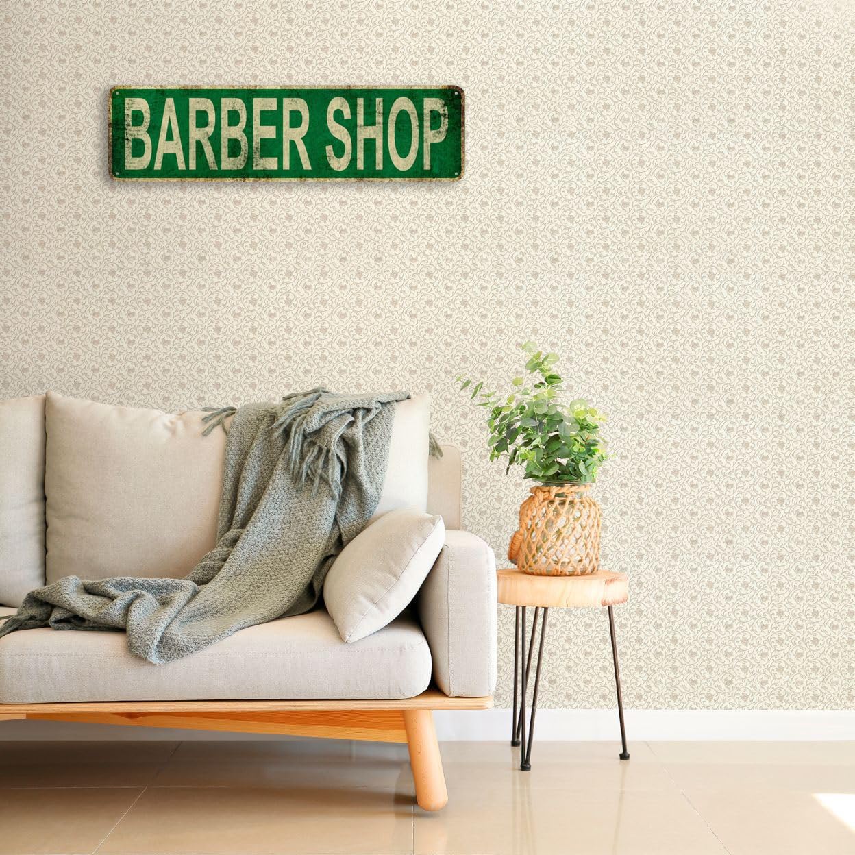 Barber Shop Metal Tin Sign Funny Vintage Slim Street Signs 16 x 4 Inch Wall Art for Home Farmhouse Bar Cafe Garage Indoor Outdoor Decor