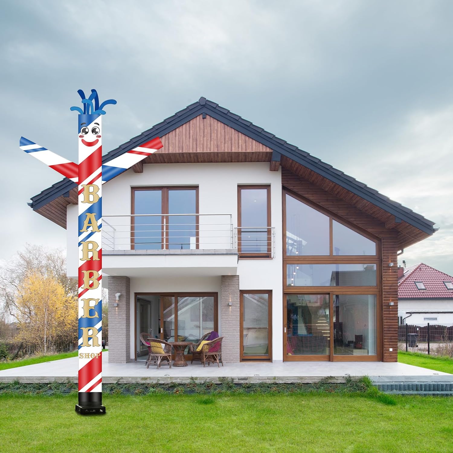 Wenqik Barber Shop Inflatable Tube Man 20' Tall Blow up Waving Arm Flailing Tube Man Giant Guy Wacky Dancing Puppet Guy for Outdoor Advertising Events (Not Include Blower)