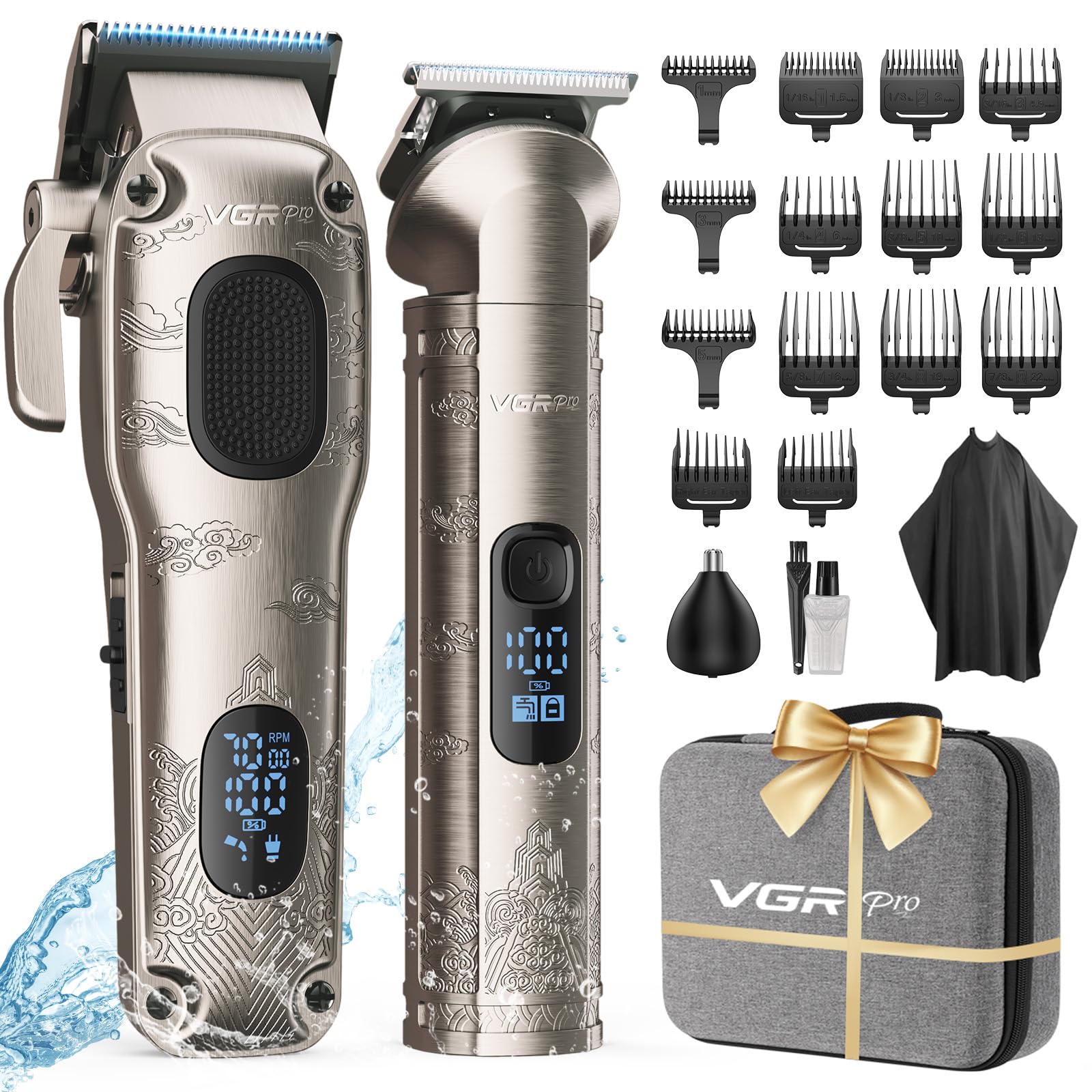 Hair Clippers for Men Professional, Cordless Hair Clippers for Hair Cutting, Mens Clippers and Trimmers Set, Electric Hair Trimmer for Men with Package Box