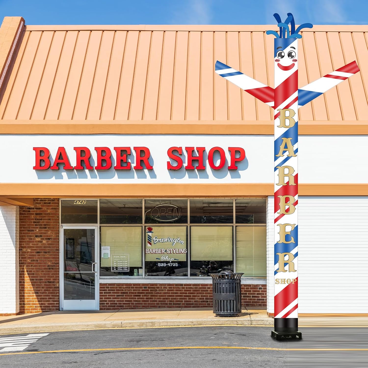 Wenqik Barber Shop Inflatable Tube Man 20' Tall Blow up Waving Arm Flailing Tube Man Giant Guy Wacky Dancing Puppet Guy for Outdoor Advertising Events (Not Include Blower)
