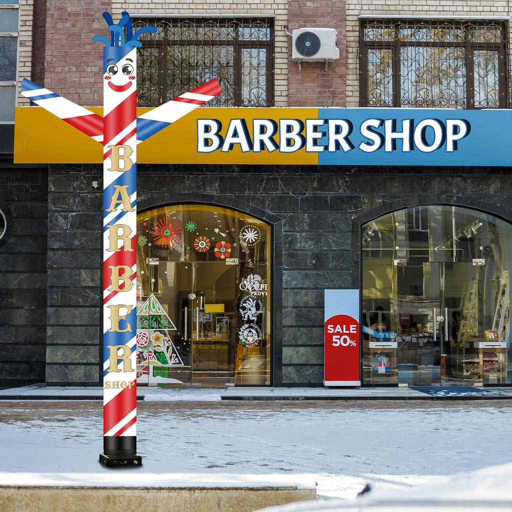 Wenqik Barber Shop Inflatable Tube Man 20' Tall Blow up Waving Arm Flailing Tube Man Giant Guy Wacky Dancing Puppet Guy for Outdoor Advertising Events (Not Include Blower)